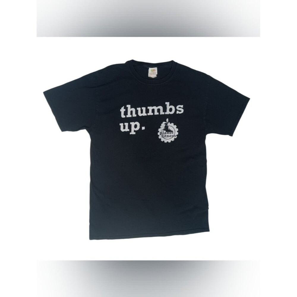 Planet Fitness Thumbs Up Black Tee Sz M T-shirt